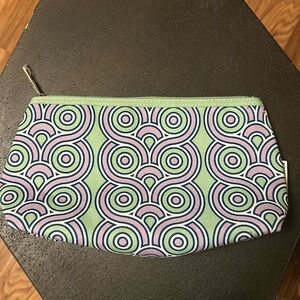 Clinique Jonathan Adler Zippered Makeup Bag Lime Purple Geometric Swirl